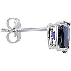 Miadora 10k White Gold Created Sapphire Heart Studs