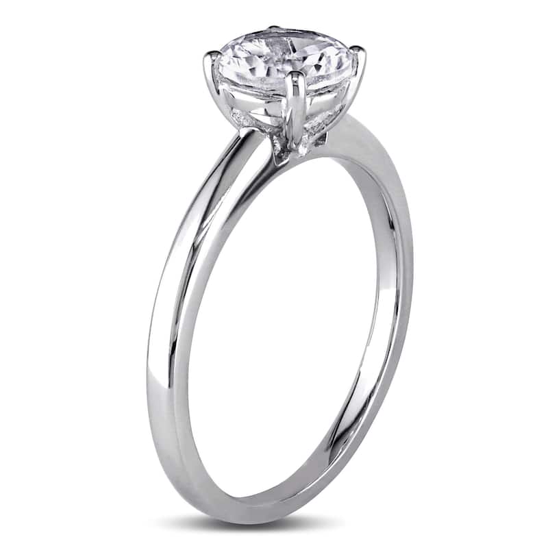 Miadora 10k White Gold Created White Sapphire Solitaire Ring