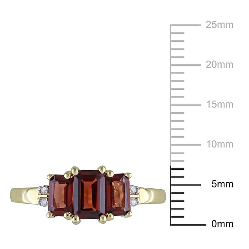 Miadora 10k Yellow Gold Garnet and Diamond 3-stone Ring