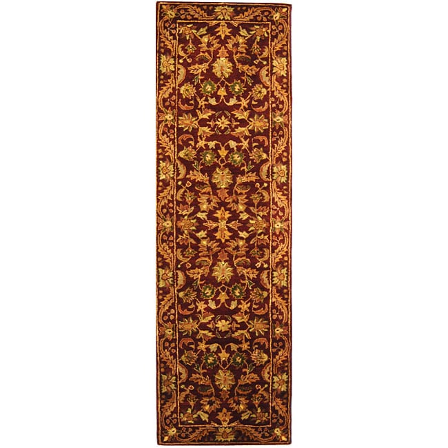 Handmade Exquisite Wine/ Gold Wool Runner (23 X 12)