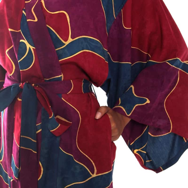 NOVICA Handmade Exotic Blue Batik Robe (Indonesia)