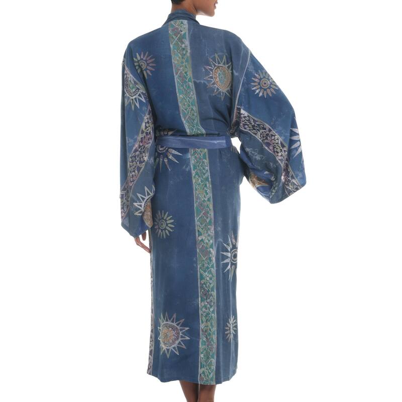 NOVICA Handmade Midnight in Blue Batik Robe (Indonesia)