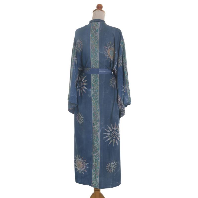 NOVICA Handmade Midnight in Blue Batik Robe (Indonesia)