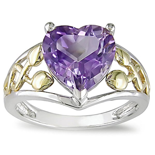 Miadora Sterling Silver and 10k Gold Amethyst Heart Ring - 12056077 ...