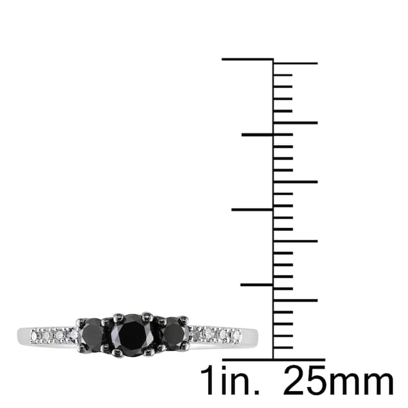 Miadora 10k Gold 1/2ct TDW Black and White Diamond Three Stone Ring