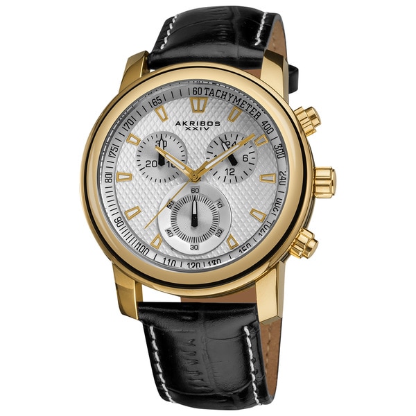 Akribos XXIV Coronis Men's Chronograph Quartz Gold-Tone Strap Watch ...