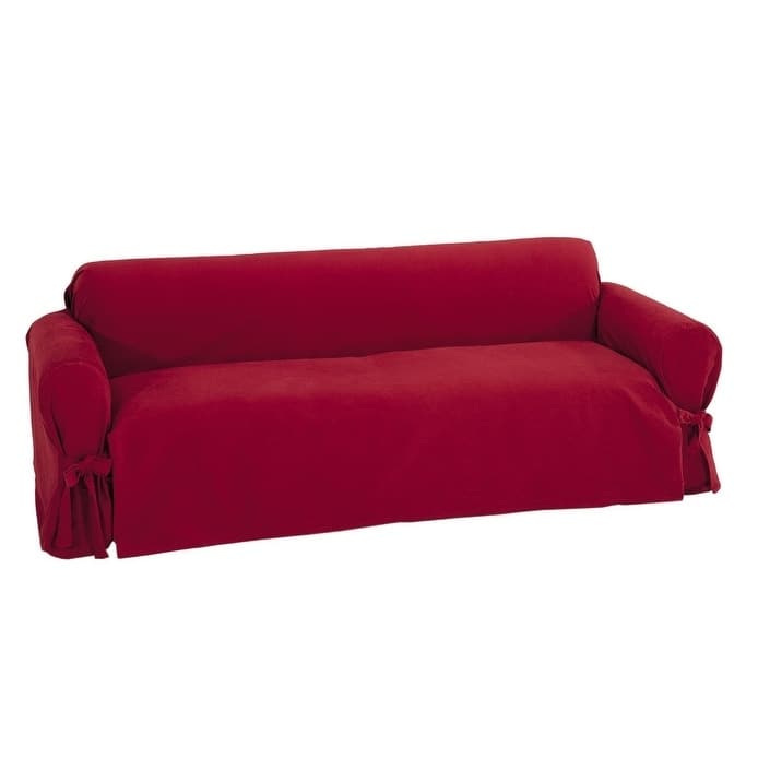 Classic Slipcovers Brushed Twill Loveseat Slipcover - Red