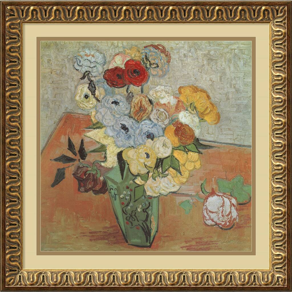 Framed Art Print 'Roses and Anemones' by Vincent van Gogh 22 x 22-inch
