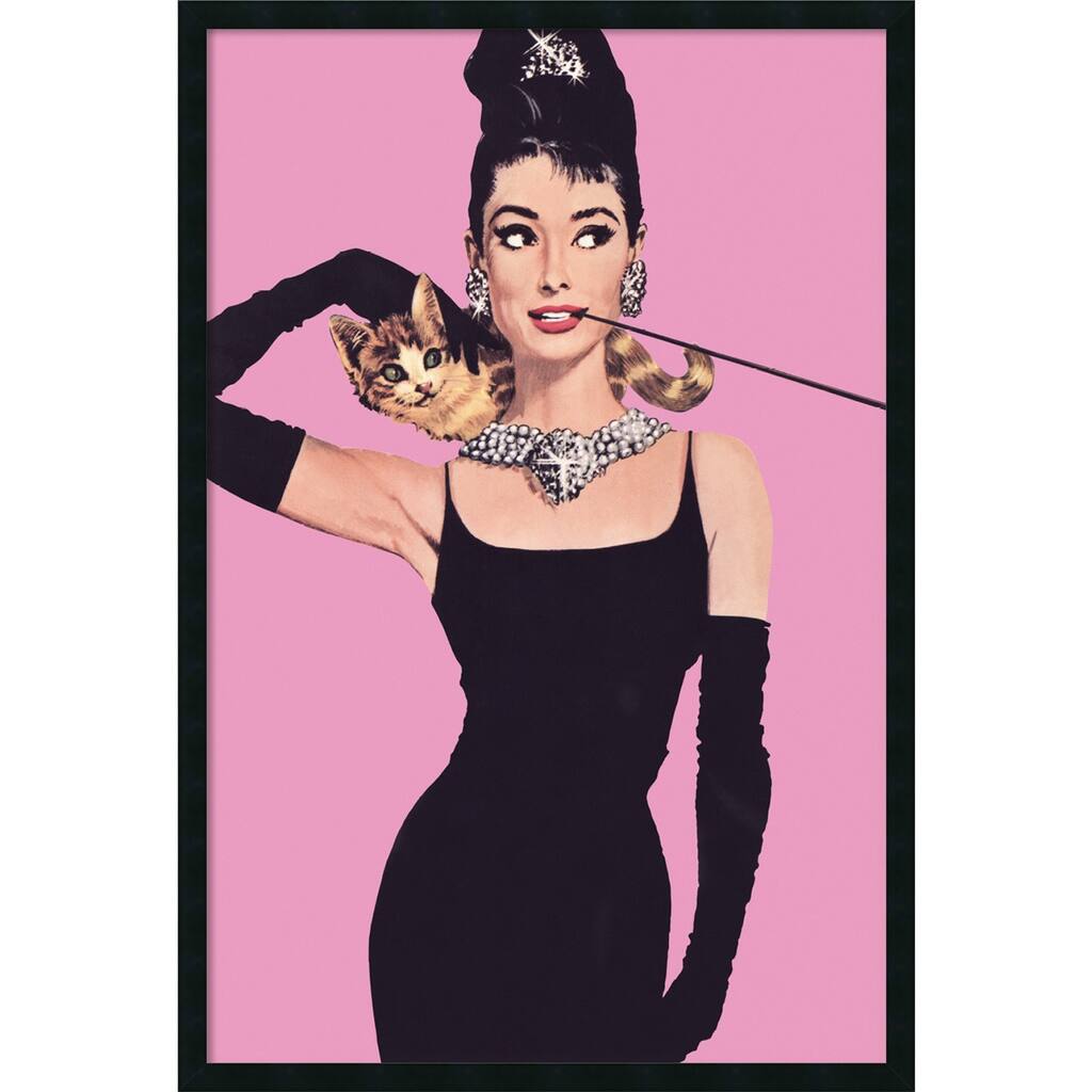 Framed Art Print Audrey Hepburn - Pink 26 x 38-inch