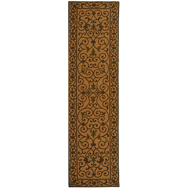 Hand hooked Iron Gate Yellow/ Light Green Wool Runner (26 X 6) (YellowPattern GeometricMeasures 0.375 inch thickTip We recommend the use of a non skid pad to keep the rug in place on smooth surfaces.All rug sizes are approximate. Due to the difference o