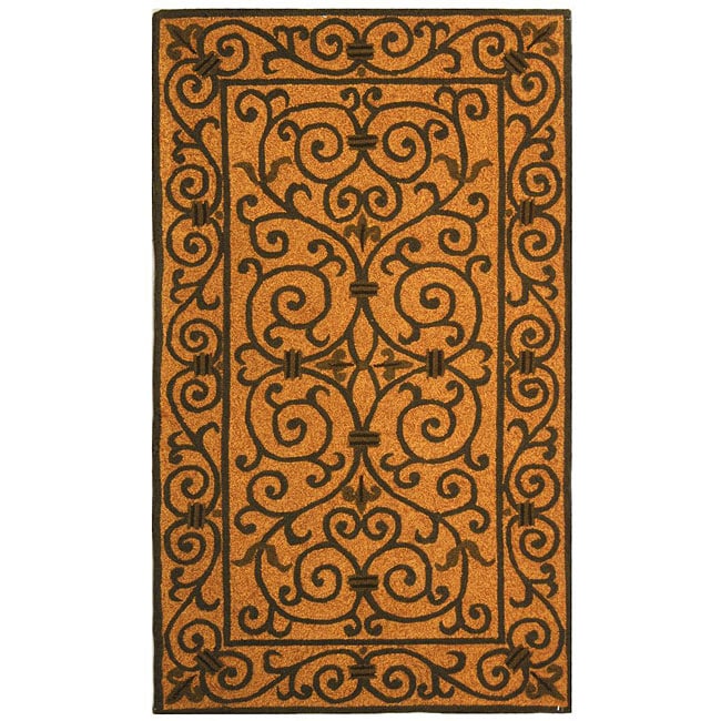 Hand hooked Iron Gate Yellow/ Light Green Wool Rug (18 X 26)