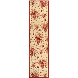 Hand hooked Flov Ivory/ Rose Wool Runner (2'6 x 12') Safavieh Runner Rugs