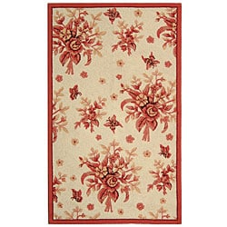 Hand hooked Flov Ivory/ Rose Wool Runner (2'6 x 4') Safavieh Accent Rugs