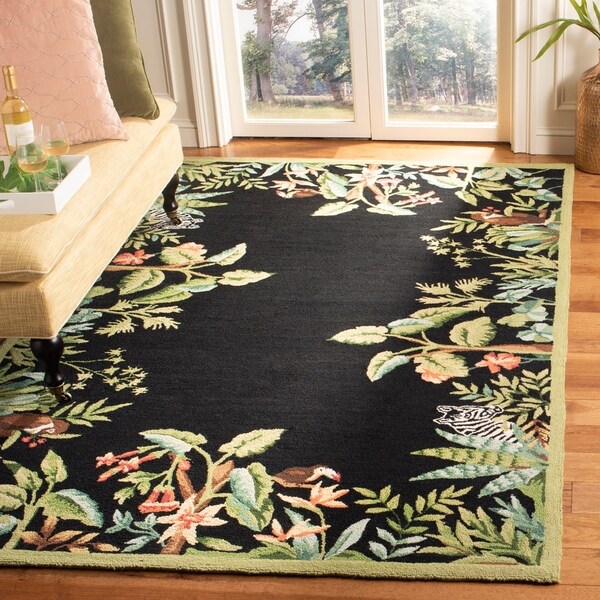 Safavieh Hand-hooked Safari Black/ Green Wool Rug - 6' x 9'