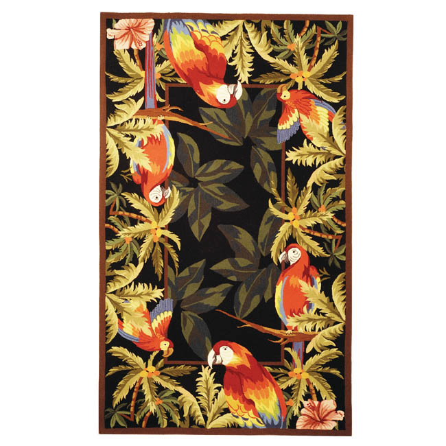 Safavieh Hand-hooked Parrots Black Wool Rug - 7'9 x 9'9