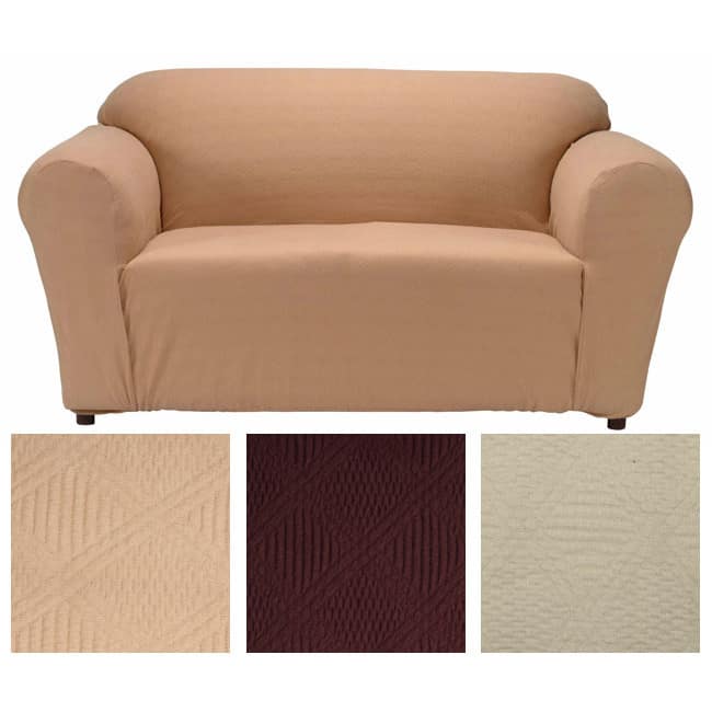 Classic Slipcovers Double Diamond Textured Fabric Chair Slipcover - Brown