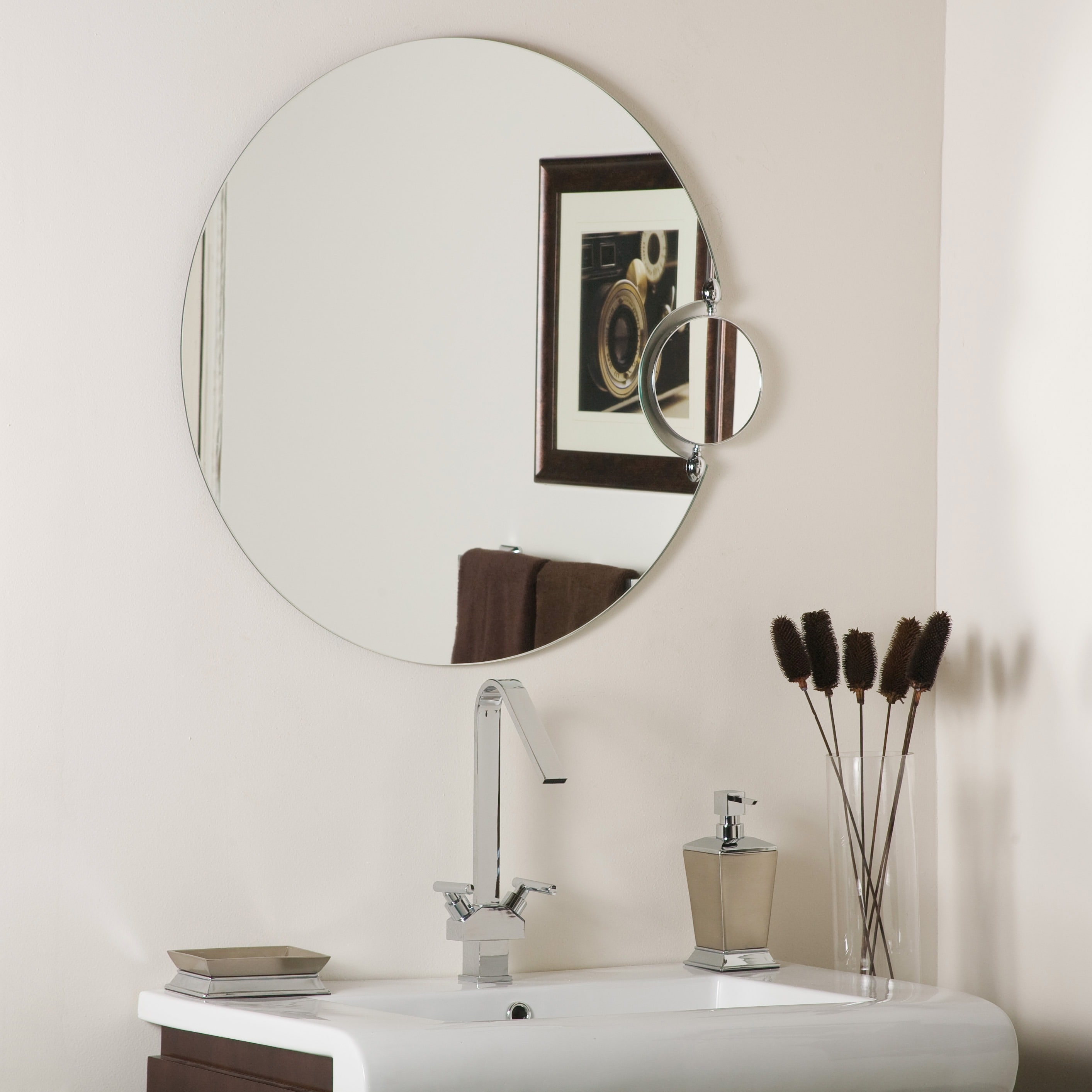 Frameless Wall Mirror with Magnifying Side Mirror Bed Bath  Beyond  4042767