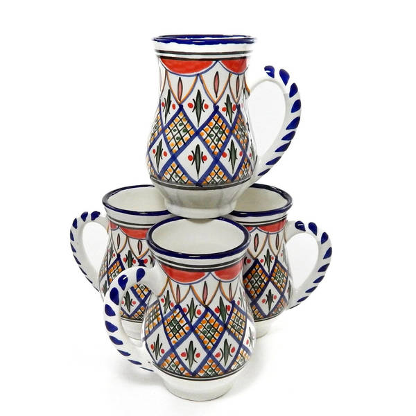 Shop Set of 4 Tabarka Design Large Coffee Mugs (Tunisia ...
