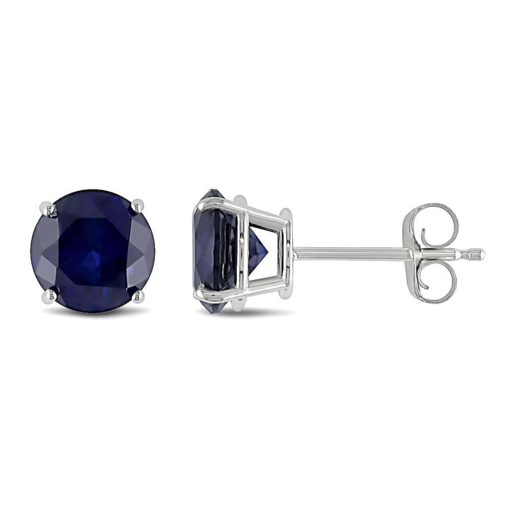 Miadora 10k White Gold Created Sapphire Studs