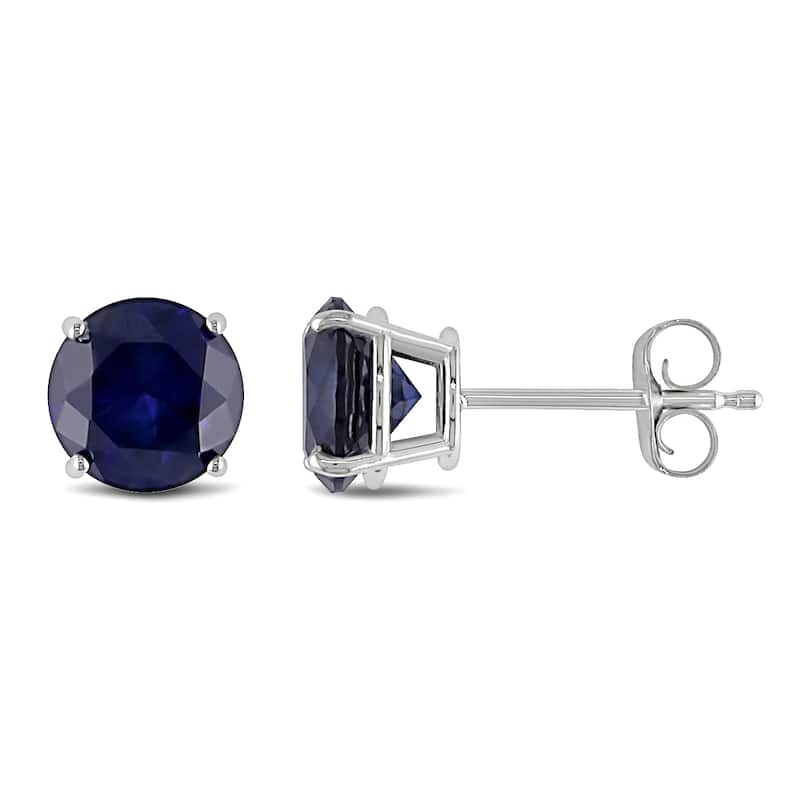 Miadora 10k White Gold Created Sapphire Studs