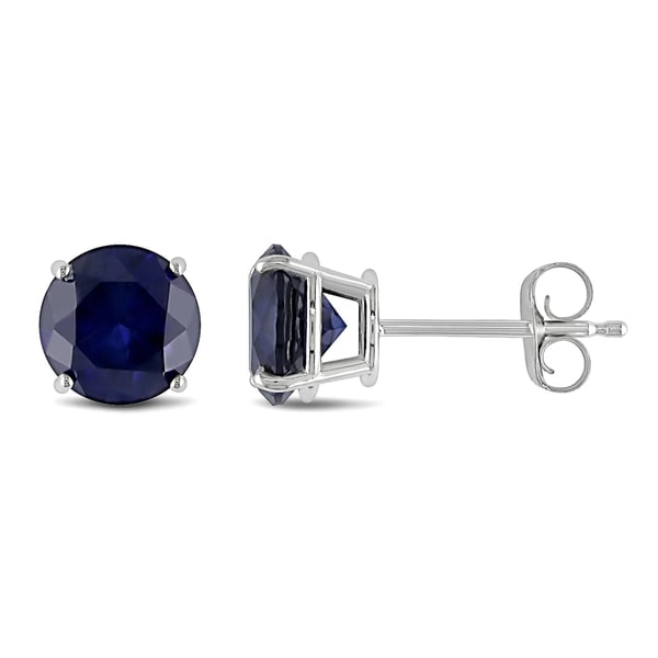 Shop Miadora 10k White Gold Created Sapphire Studs - Free Shipping ...