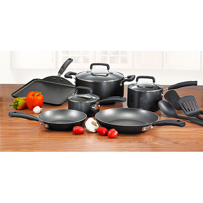 T-fal Black Signature Nonstick 12-piece Cookware Set - Free Shipping Today - Overstock.com 