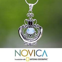 Sterling Silver 'Arabesque' Moonstone Necklace (Indonesia) Novica Necklaces