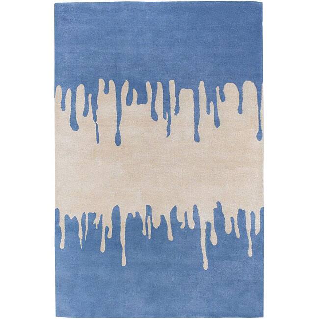 Hand-tufted Mandara Blue/ Ivory Wool Rug (7'9 x 10'6