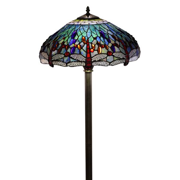 Shop Red Green Dragonfly Pattern Glass And Bronze Tiffany Style