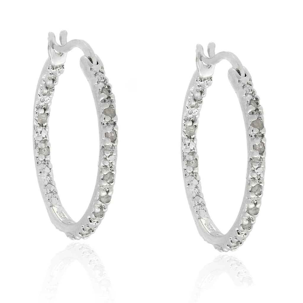 Finesque Sterling Silver 1/4ct TDW Diamond Hoop Earrings (J-K, I3)