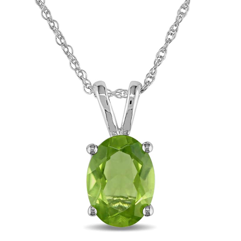 Miadora 10k White Gold Peridot Necklace