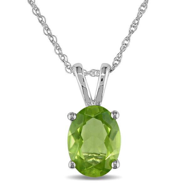 14k White Gold Round Peridot Pendant with 18 Chain 14k White Gold Round Peridot Pendant with 18 Chain