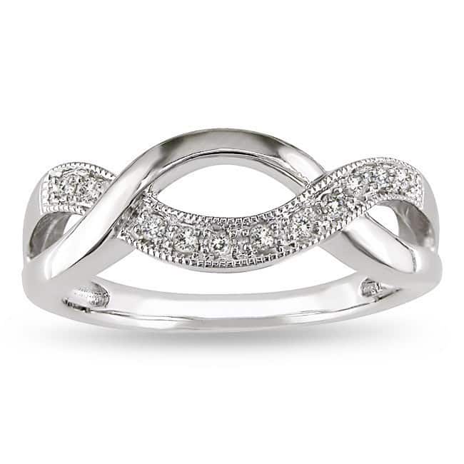 Miadora Sterling Silver 1/10ct TDW Diamond Infinity Ring - Silver - Size 5