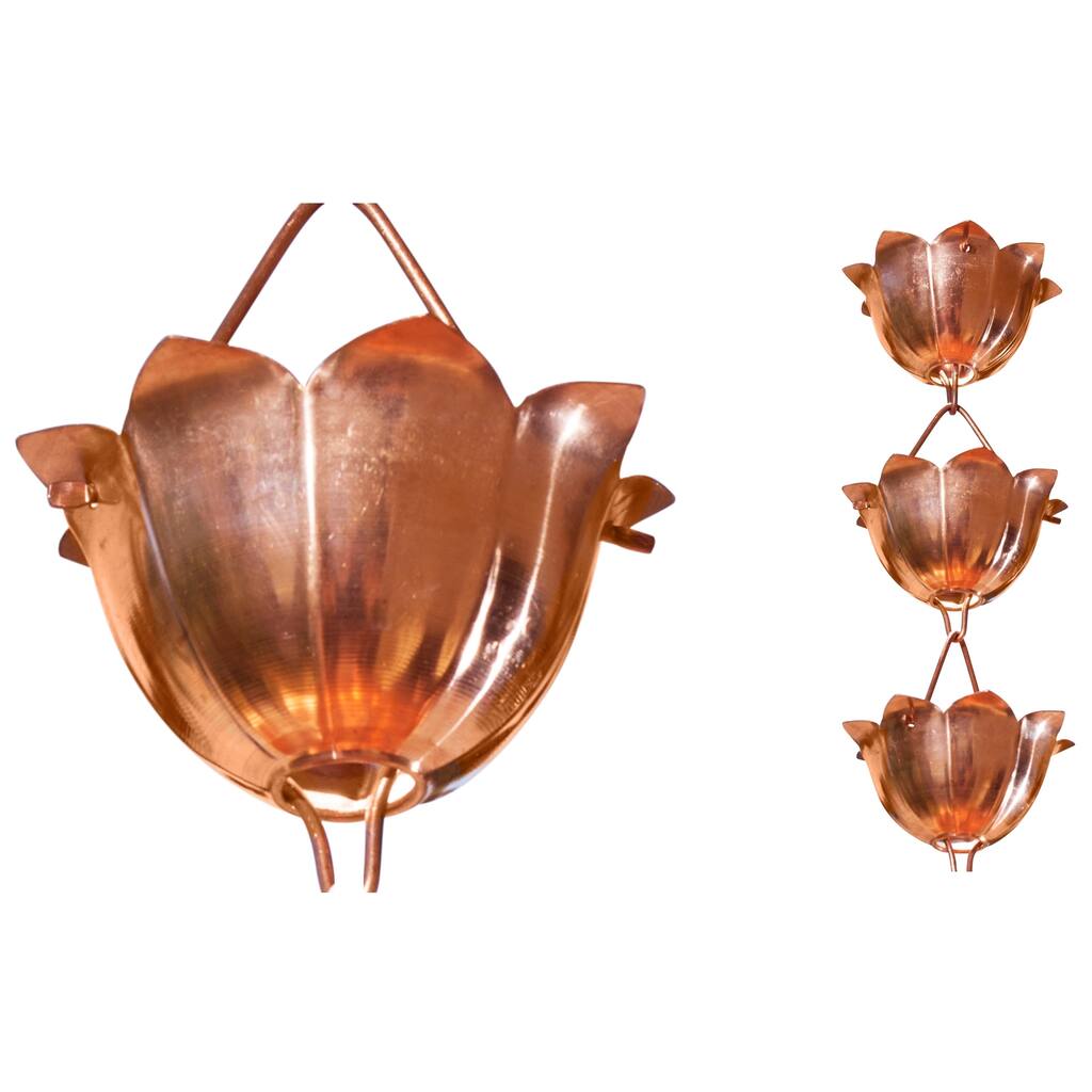 Monarch Pure Copper Lotus Rain Chain 8.5-Foot