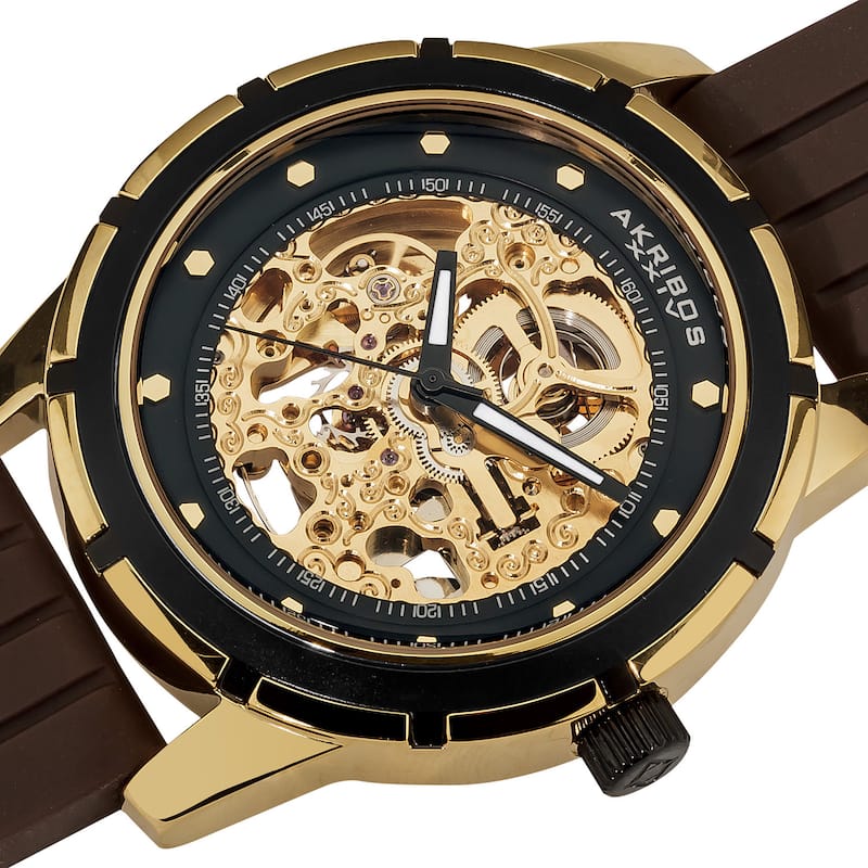 Akribos XXIV Men's Delos Skeleton Automatic Gold-Tone Watch