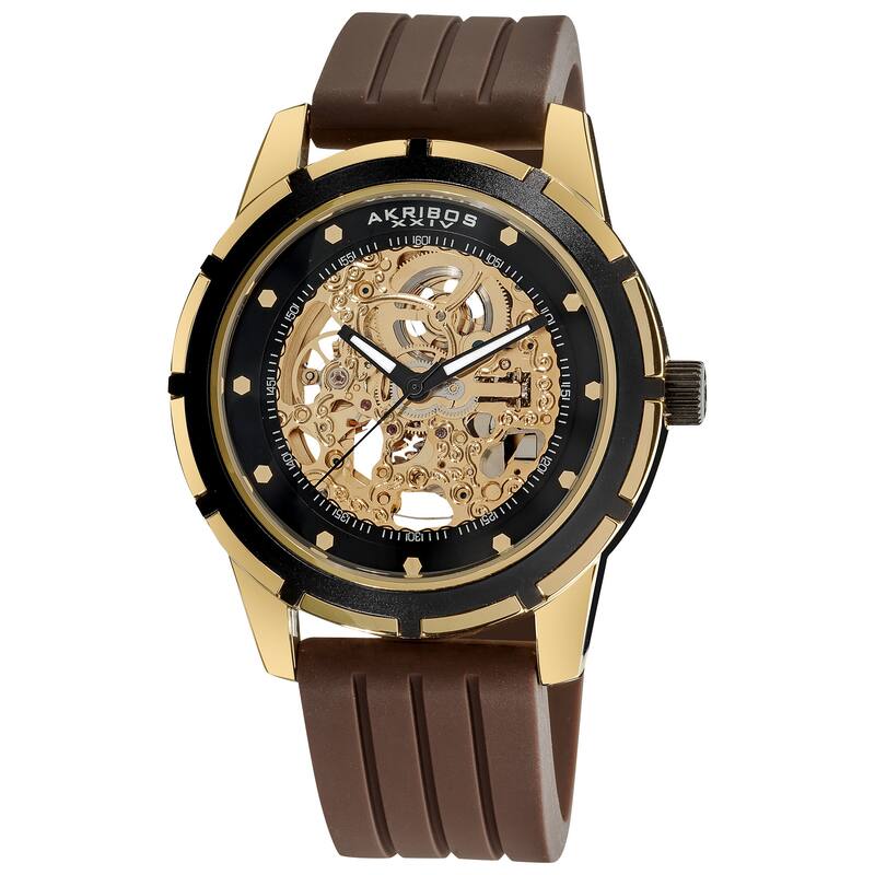 Akribos XXIV Men's Delos Skeleton Automatic Gold-Tone Watch