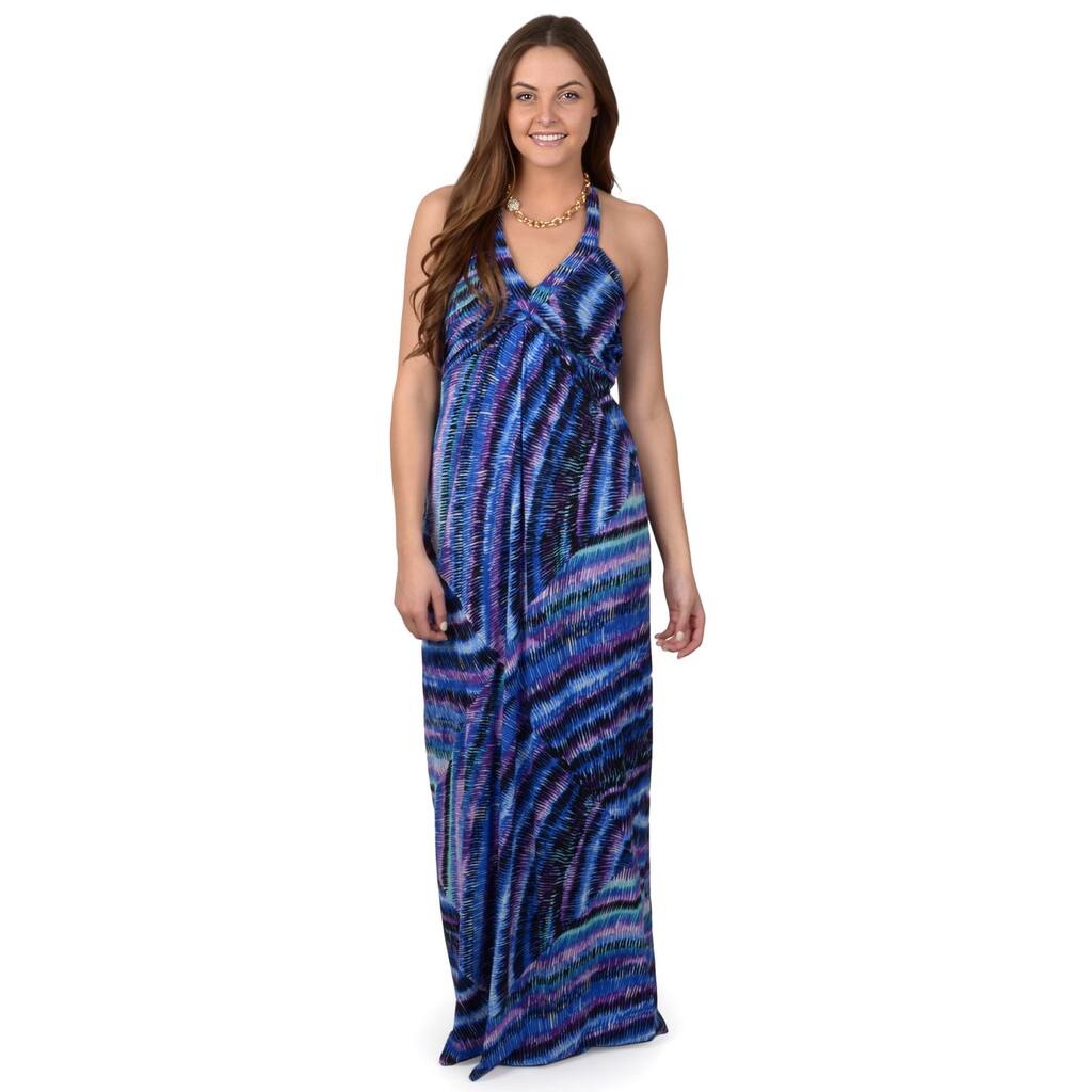 Sangria Women's Shirred Bodice Print Maxi Dress