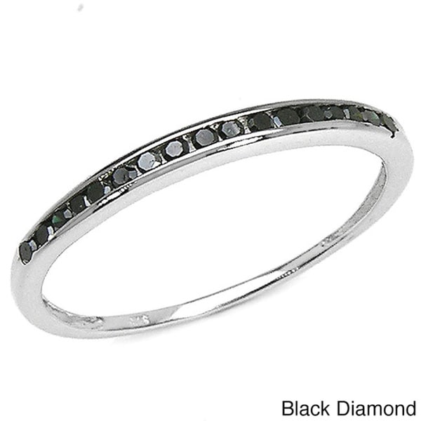 Malaika Sterling Silver 1/5ct TDW Black or Blue Diamond Ring Malaika Women's Wedding Bands