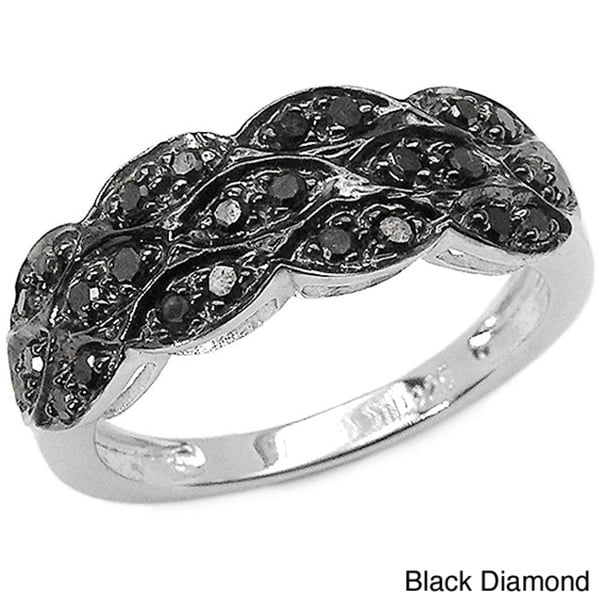 Malaika Sterling Silver 1/3ct TDW Black or Blue Color Diamond Ring