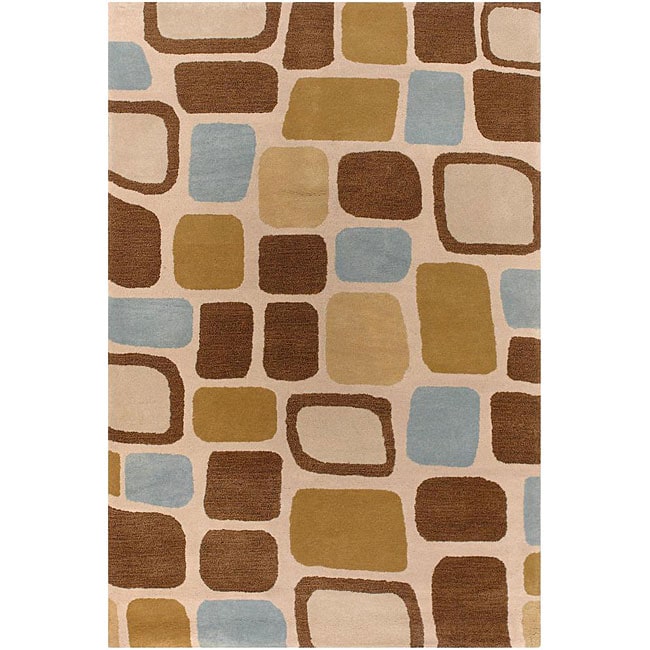 Hand tufted Contemporary Bold Mandara Rug (5 X 76) (IvoryPattern GeometricMeasures 0.75 inch thickTip We recommend the use of a non skid pad to keep the rug in place on smooth surfaces.All rug sizes are approximate. Due to the difference of monitor colo