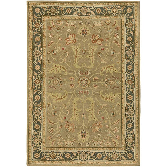 Hand knotted Mandara New Zealand Wool Rug (5 X 76) (GreenPattern OrientalMeasures 0.25 inch thickTip We recommend the use of a non skid pad to keep the rug in place on smooth surfaces.All rug sizes are approximate. Due to the difference of monitor color