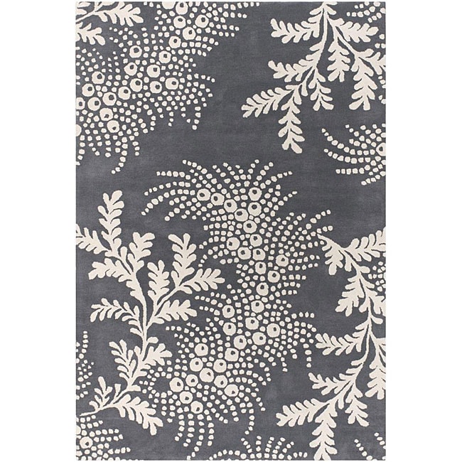 Hand tufted Grey Mandara Rug (79 X 106) (GrayPattern FloralMeasures 0.75 inch thickTip We recommend the use of a non skid pad to keep the rug in place on smooth surfaces.All rug sizes are approximate. Due to the difference of monitor colors, some rug co