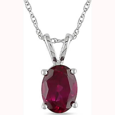 Miadora 10k White Gold Created Ruby Necklace