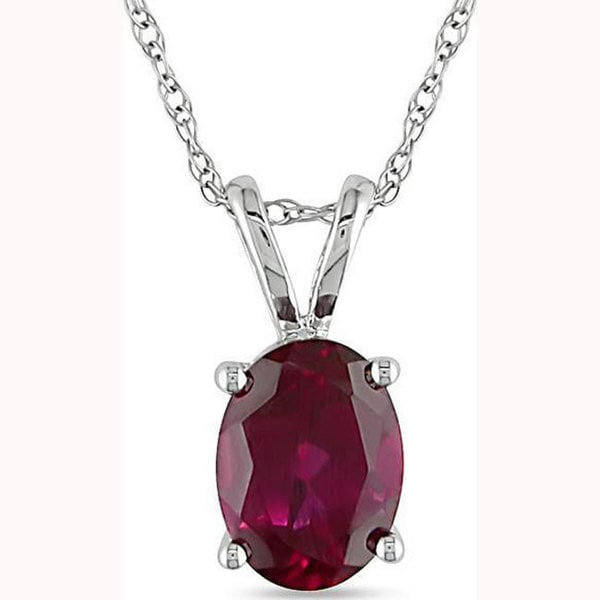 Shop Miadora 10k White Gold Created Ruby Necklace - Free Shipping Today ...