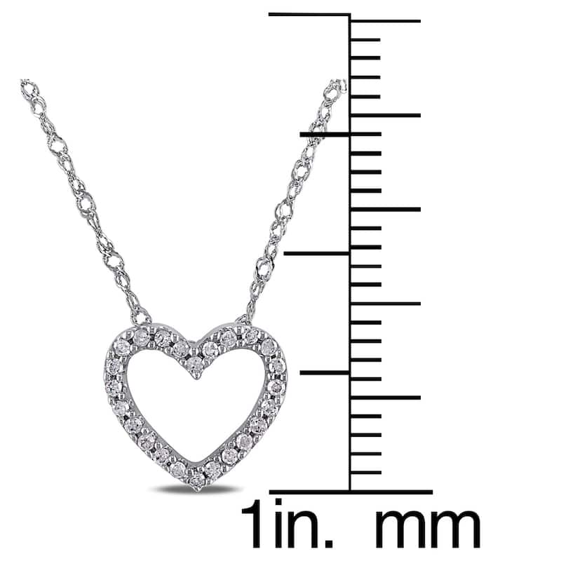 Miadora 14k White Gold 1/10ct TDW Diamond Heart Necklace