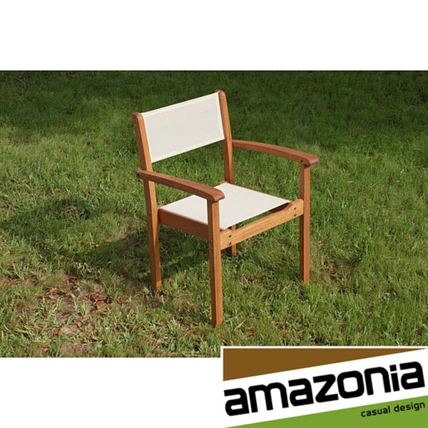 ia Teak Luna Patio Dining Armchair with Black Textile Sling