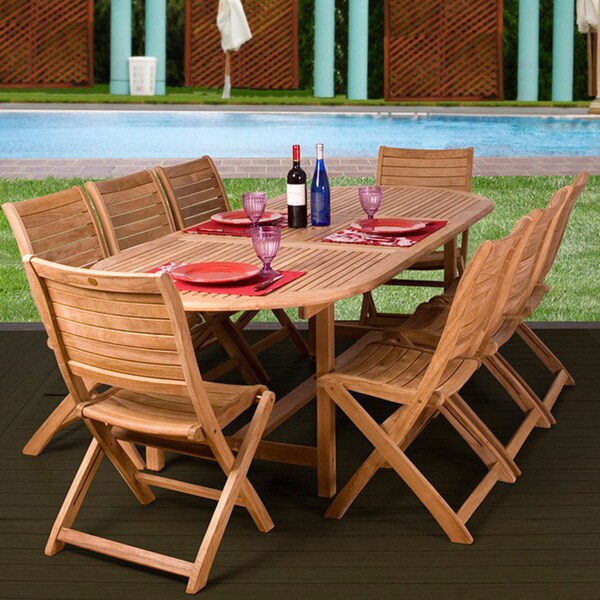 Shop Amazonia Teak Barcelona 9-piece Teak Dining Set - On Sale - Free Shipping Today - Overstock ...