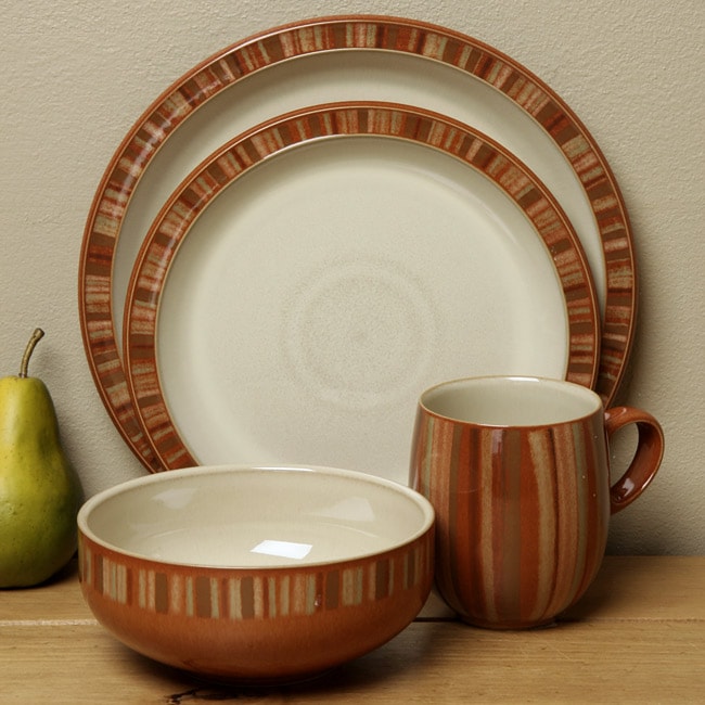 Denby Fire Stripes 4 piece Place Setting