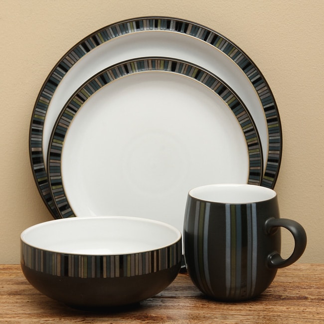 Denby Jet Stripes 4 piece Place Setting