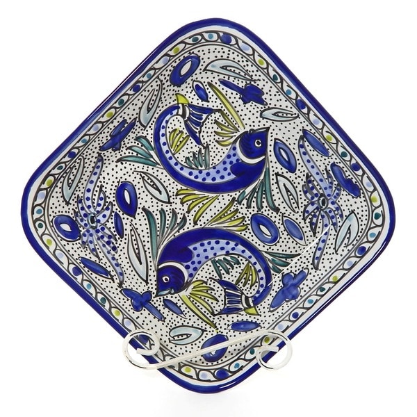 Aqua Fish 12 inch Square Serving Bowl (Tunisia)   12080599  